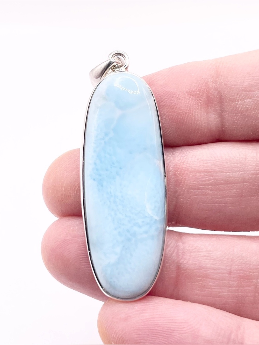 Sterling Silver Larimar Oval Pendant